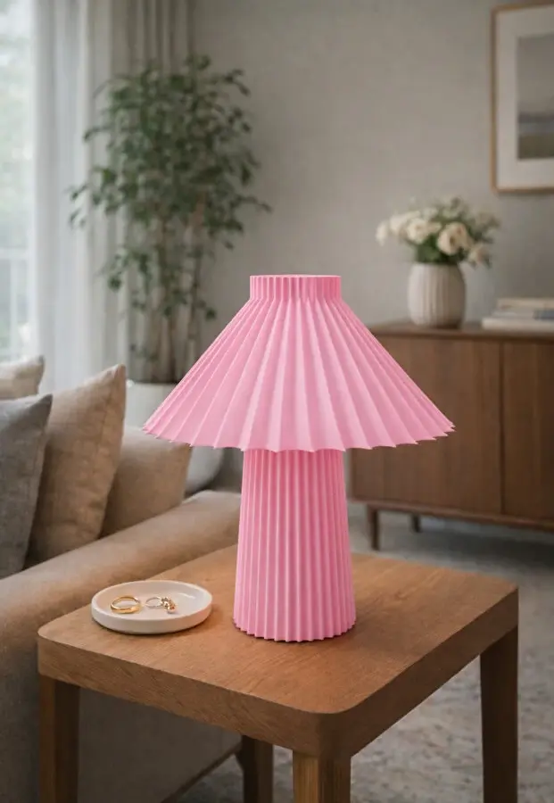 Pileli Modern Gece Lambası Pembe