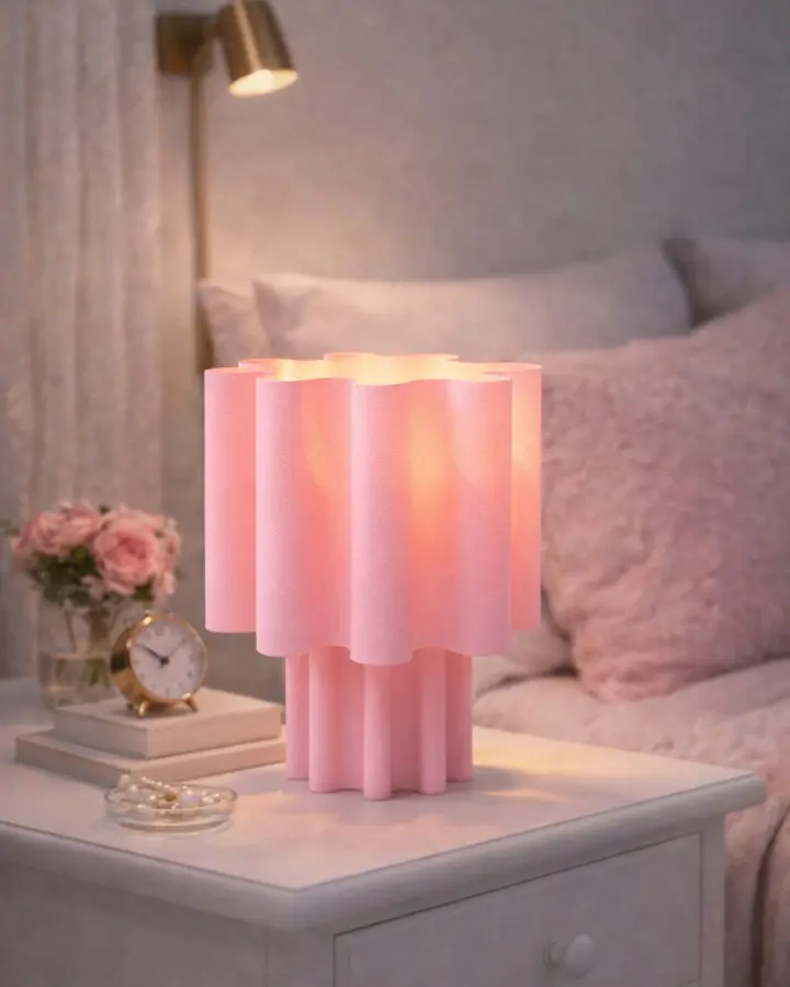Toz Pembe Dekoratif Masa Lambası