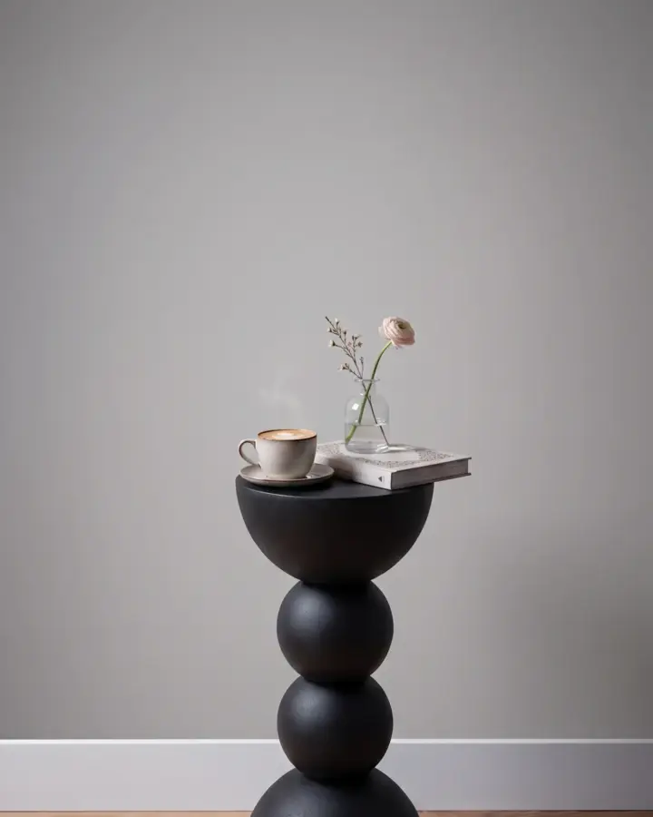Modüler Bubble Totem Dekoratif Obje ve Sunum Sehpası Siyah Taban, Siyah Gövde