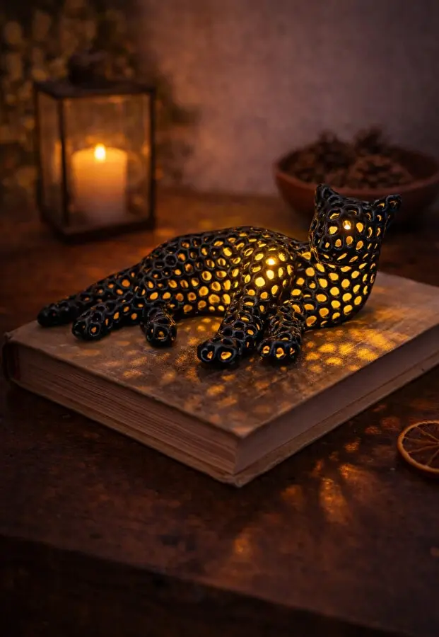 LED Işıklı Leopar Dekoratif Lamba
